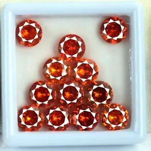 EGL Certified Shiny Round Cut 12 Pcs Orange Sapphire Natural Gemstone Lot - Picture 1 of 4