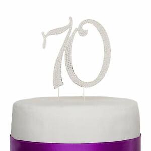 70 Cake Topper 70th Birthday or Anniversary (Silver)