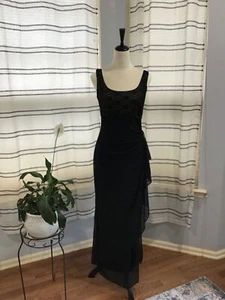 Alex Evenings Womens Size 6 Sleeveless Full Length Black Empire Waist Dress Lace - Picture 1 of 12