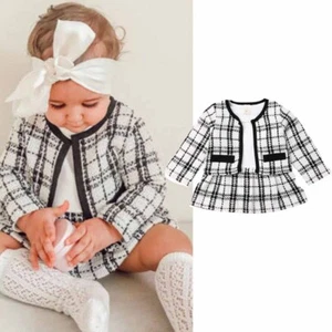 Baby Mädchen Festzug kariert Mantel Tutu Kleid Outfits Anzug Kleinkind Mädchen Kleidung Set - Bild 1 von 13
