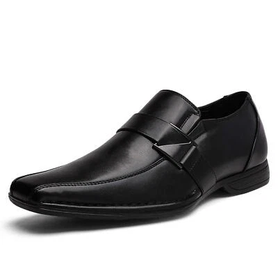 Men's Casual Dress Loafers Shoes Business Formal Square Toe Shoes Wide Size - Image 1 of 4