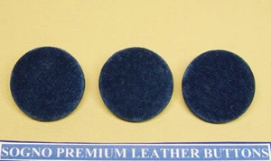 3 Made in USA Teal Blue genuine suede leather covered jacket buttons 26mm 1 inch - Picture 1 of 7