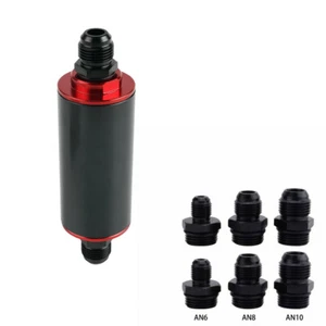 AN6 AN8 AN10 Fuel Filter 100 Micron High Flow Inline Oil Petrol Aluminum Set Red - Picture 1 of 10