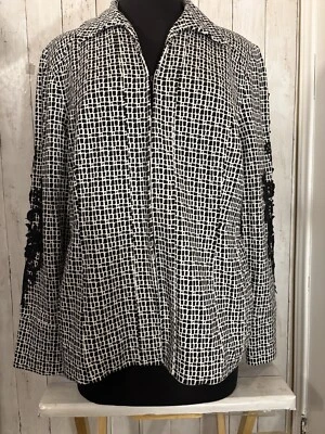 NUEVO CON ETIQUETAS Chaqueta Blazer Chico's Talla 2 (L) Gancho Ojo Cierre Encaje Apliques Oficina Elegante Foto 1 de 4