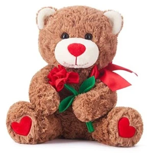 Bear Stuffed Animal Love Plush Toy with Bow for Valentine Day,Cute 10.6" Soft - Picture 1 of 8