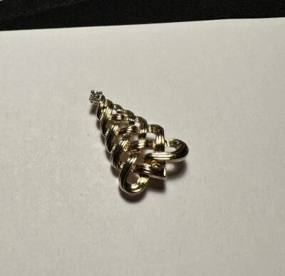 雅芳 NR 假日胸针金色圣诞树水钻全新无标签 — 第 1/4 张图片