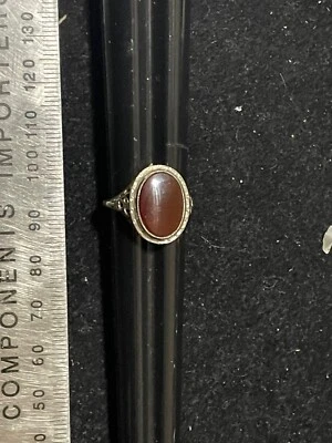 14k Gold  Dark Red Agate  Solitaire Ring - Image 1 of 4
