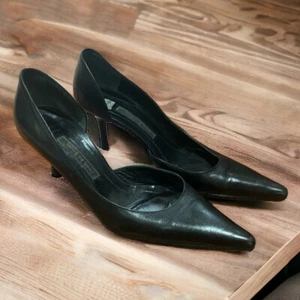 Narciso Rodriguez Womens Leather Sandal Heels Black Size 6.5 Pointed Toe - Picture 1 of 11