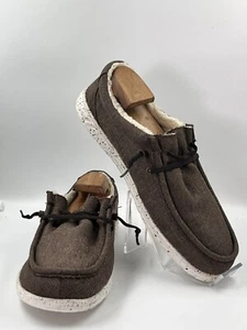 ZAPATOS DE LONA CREVO RONNIE SHERPA PARA HOMBRE Talla 11 M informales cómodos marrón vegano - Imagen 1 de 15