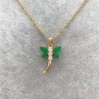 Antique Pear Cut Natural Green Jade Pendant 14k Yellow Gold Finish Jade Necklace