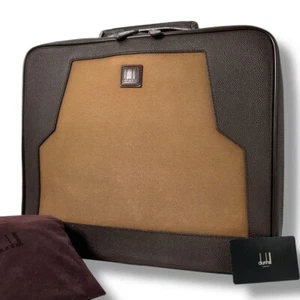 Dunhill Men's Business Bag Briefcase Canvas Leather Brown Used Free Shipping - Picture 1 of 12