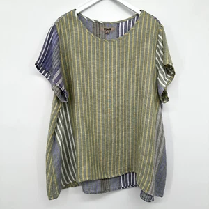 Flax Tunic Top Shirt Blouse Size 1G Lagenlook 100% Linen Artsy Earthy Coastal - Picture 1 of 11