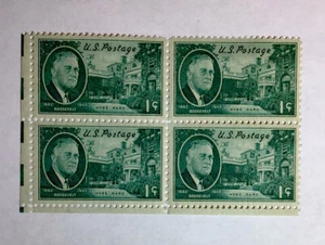 US 1 Cent Roosevelt Hyde Park 1945, Scott# 930, Block Of 4, 2MH/2MNH/OG/F. - Picture 1 of 1