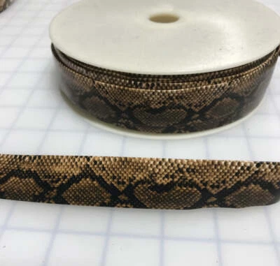 Brown Faux Reptile Leather Trim - Made in France (2 Widths To Choose From) - Image 1 of 2