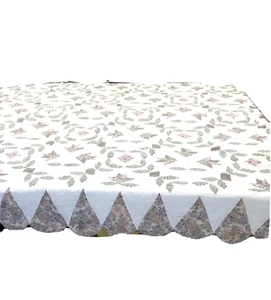 Trapunta artigianale casale reversibile 84x94 steli ricamati floreali - Foto 1 di 11