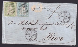 Schweiz 10 + 40 Rp. Mi.Nr. 14 + 17 gestempelt MiF Schaffhausen Wien (1611) - Bild 1 von 2