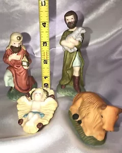 Christmas Nativity 4 Replacement Figures Shepard, Baby Jesus, Wiseman, Cow - Picture 1 of 5