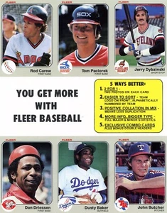 1983 Fleer Baseball 6 card Dealer Promo sheet  - Picture 1 of 1
