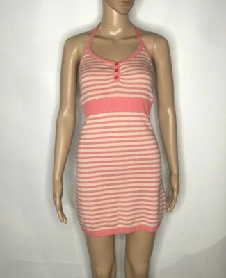 Sexy Mini Vestido de Verano Weat Seal Talla S Rayas Algodón Sin Espalda Rosa Informal Foto 1 de 3