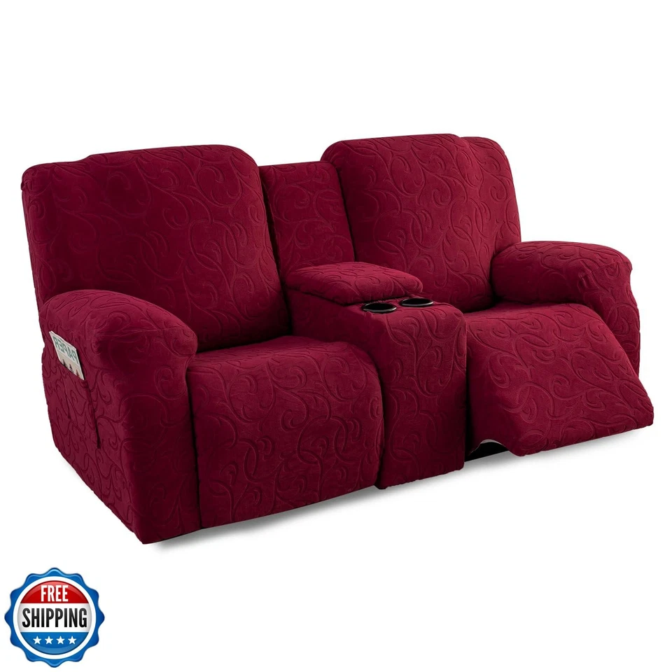 YUEANG Recliner Loveseat Cover with Center Console, 2 Seater Jacquard Recline - Image 1 of 4