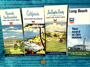 Vintage 1960s-70 California LA County Riverside Long Beach Chevron Gas Road Maps - Picture 1 of 18