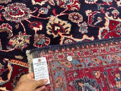 9x12 BLUE VINTAGE ORIENTAL RUG HAND-KNOTTED handmade ANTIQUE navy red fine 8x11 - Image 1 of 4