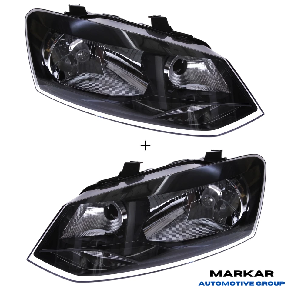 SCHEINWERFER SET LINKS + RECHTS FÜR VW POLO V 6R 6C H4 TRENDLINE 09-17 SCHWARZ - Bild 1 von 1