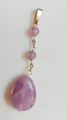 Ciondolo in argento 925 con pietra ametista naturale a goccia idea regalo natale - Immagine 1 di 4