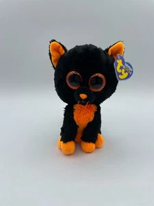 New Ty Beanie Boos MOONLIGHT Halloween Cat Solid Eyes 6" Purple Tag 2012 - Picture 1 of 11