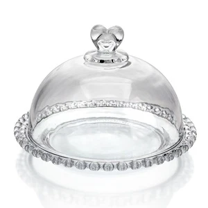 Plato para Pasteles de Cristal de 7" con Cúpula, Soporte para Pasteles con Cubierta, Vidrio Patrón Redondo S... - Imagen 1 de 7