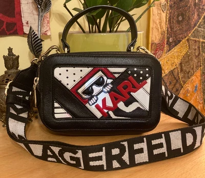 Karl Lagerfeld Paris Simone Leather Ikon Crossbody Camera Bag Purse Hand Bag - Image 1 of 4