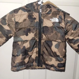 The North Face Reversible Hooded Puffer Jacket Coat Baby 12-18 Months Camo - Picture 1 of 12