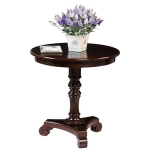 Pemberly Row End Table Coffee Accent Table Round in Wood - Espresso - Picture 1 of 4
