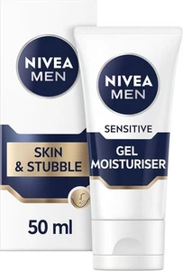 NIVEA MEN Sensitive Skin & Stubble Gel Moisturiser (50ml), Men's Face Cream... - Picture 1 of 8