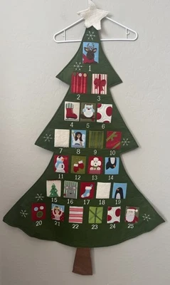 Pottery Barn Kids Hanging Countdown Christmas Tree Advent Calendar Non Monogram - Image 1 of 4