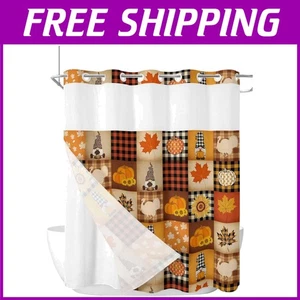 Fall Pumpkin No Hook Shower Curtain with Snap in L - Picture 1 of 11