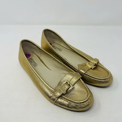 Mocasines MICHAEL Michael Kors para mujer talla 8,5 con detalle de hebilla de cuero en dorado S5 Foto 1 de 4