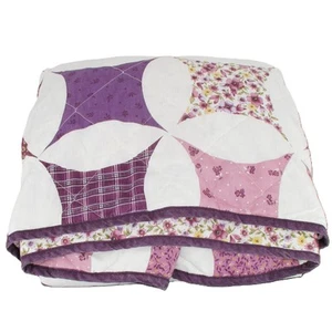 Quilt Coverlet Bedspread 82x102 Granny Cottage Core Farmhouse Purple Queen Vtg - Picture 1 of 6