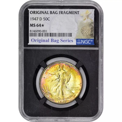 1947 D Walking Liberty Half Dollar NGC MS-64* Bag Series Monster Color Toning - Image 1 of 4