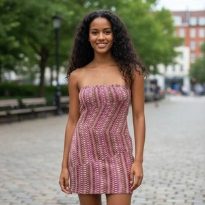 Wow Couture Strapless Mini Dress Purple Pink Textured Party Bodycon - Picture 1 of 4