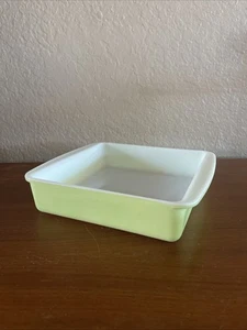 Vintage limettengrün gelb Pyrex quadratische Kasserolle Backform MCM 222 8" - Bild 1 von 8