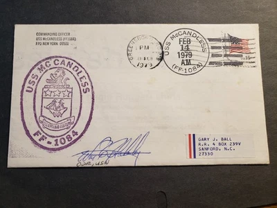 Frigate USS McCANDLESS FF-1084 Naval Cover 1979 SIGNED by CO Cachet - Image 1 of 2