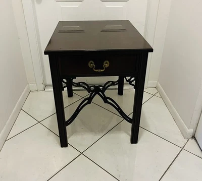 1990s Ethan Allen Nightstand Victorian Style Dovetail Drawer Mahogany VTG RARE - Image 1 of 4