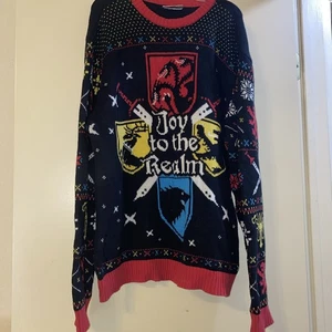 Game of Thrones Ugly Sweater Mens S/M Black "Joy To The Realm Logo" Christmas - Picture 1 of 2