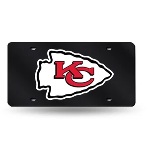 Kansas City Chiefs Premium Laser Cut Tag License Plate, Black - Picture 1 of 5