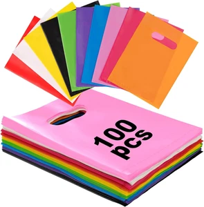 Bolsas multicolores para fiestas 100 piezas bolsas de plástico golosinas de cumpleaños boda - Imagen 1 de 12