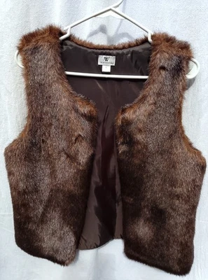 Worthington Brown Faux Mink Fur Vest size M (M12) - Image 1 of 4