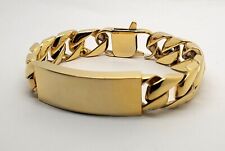 24k Gold Plated Cremation Urn Ashes Bracelet Chunky ID Curb Engraved Keepsake