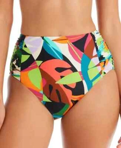 Bar III MULTI Tropical Dreams Side-Shirred High-Waist Bikini Bottom, Size XL - Picture 1 of 2