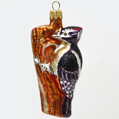 Glass Figure Animal Bird Woodpecker Christmas Tree Ornament Decoration Figurine - Image 1 of 4